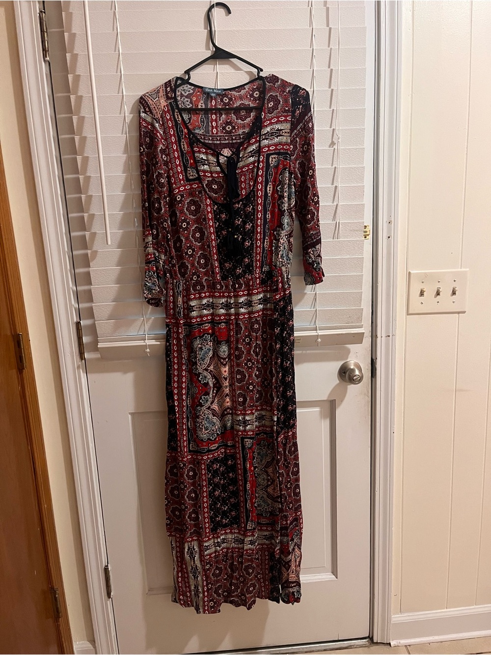 Boho Patchwork Maxi Dress - Red Multi